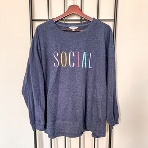 Wildfox Heather Navy Crewneck Sweatshirt Sz XL